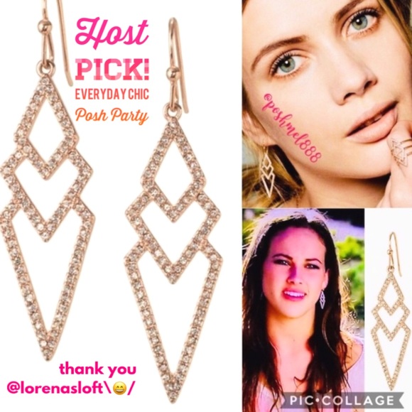 Stella & Dot | Rose Gold + Pavé Spear Drop Earrings - Picture 3 of 9